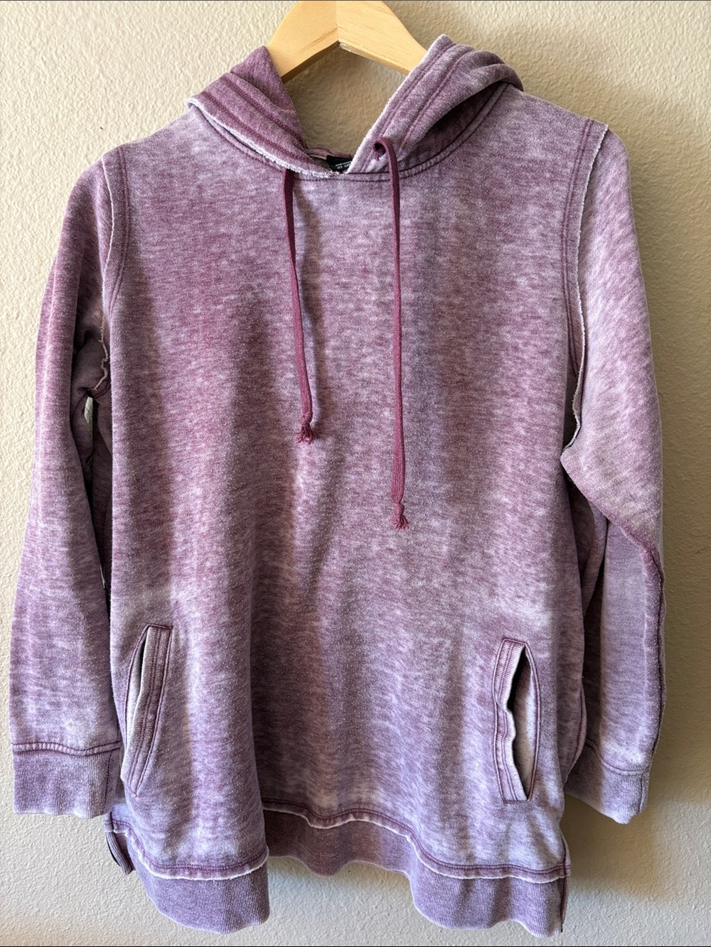 Torrid Washed Mauve Hoodie Size 1 Side Zip Oversized Tunic Sweatshirt